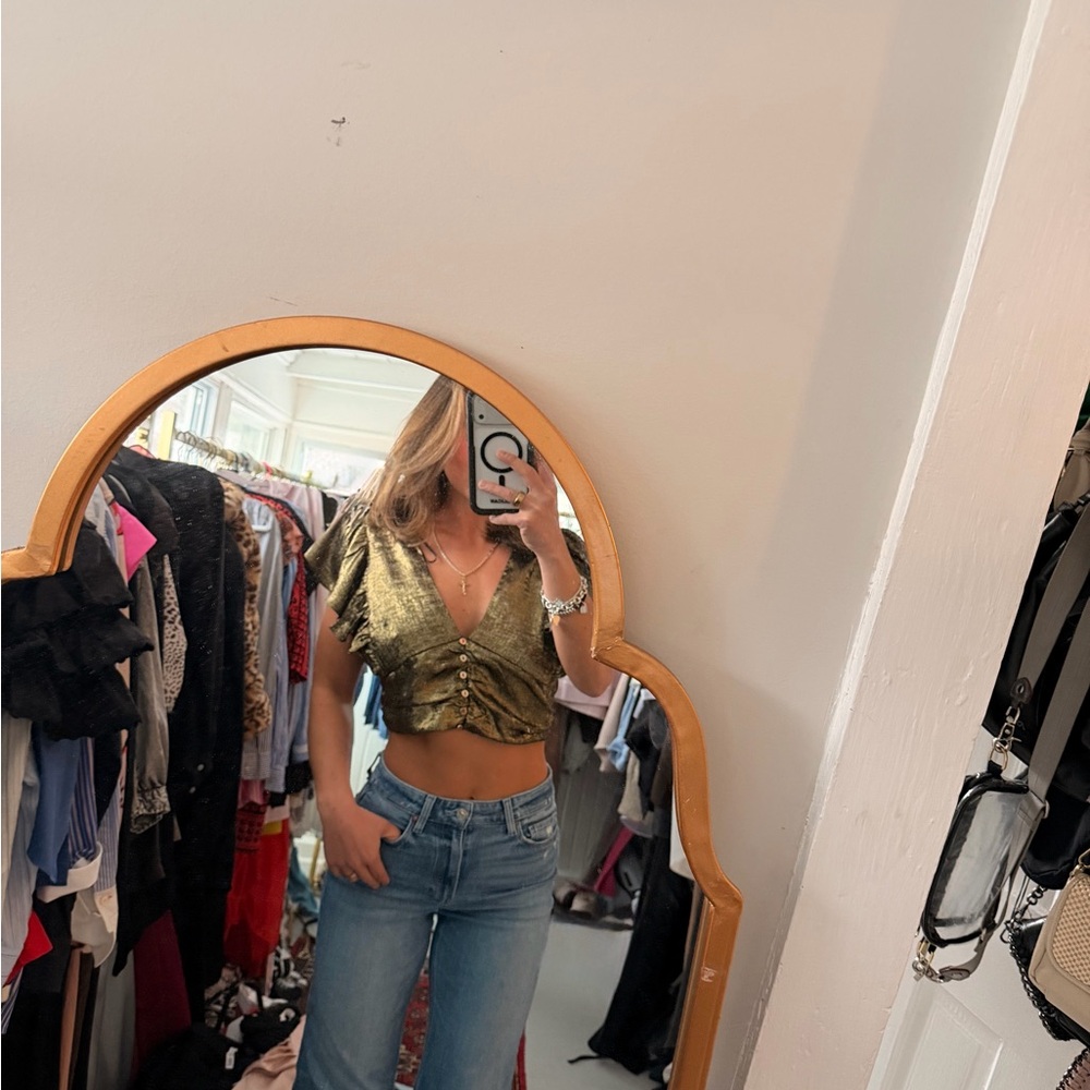 Lost + Wander Shimmering Gold Crop Top